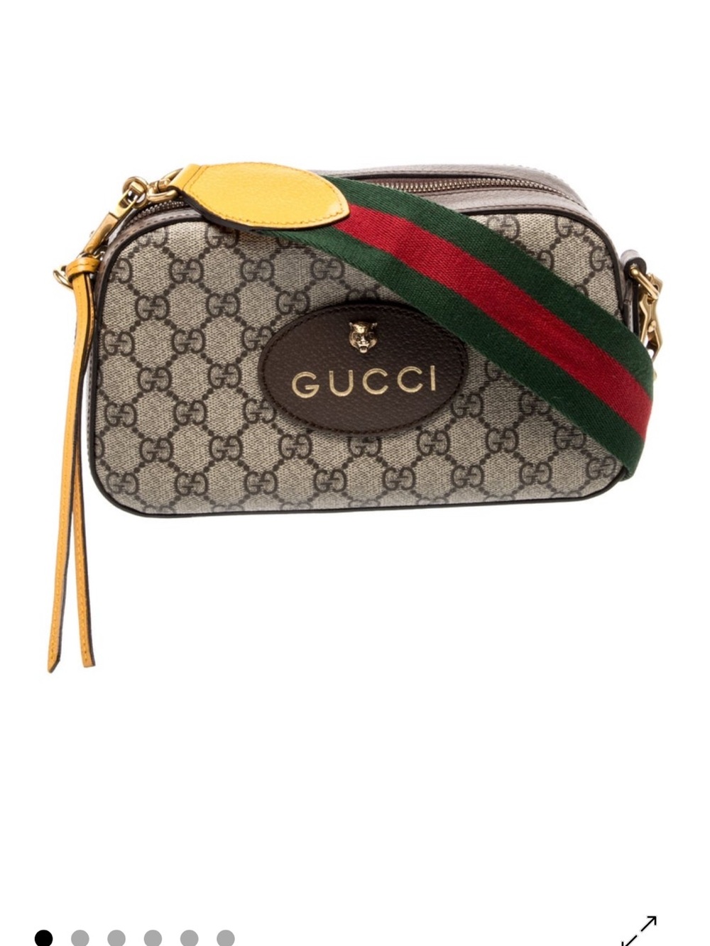 Gucci Beige GG Supreme Crossbody with Green and Red Web Strap